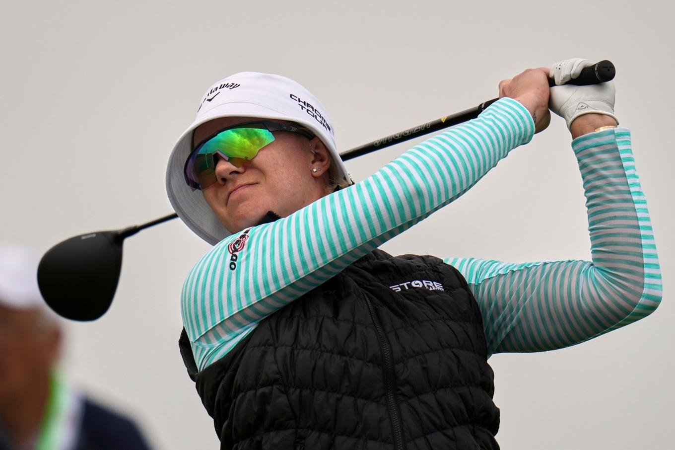 Madelene Sagström tappade fem placeringar. Arkivbild. Foto: Jeff Roberson/AP/TT