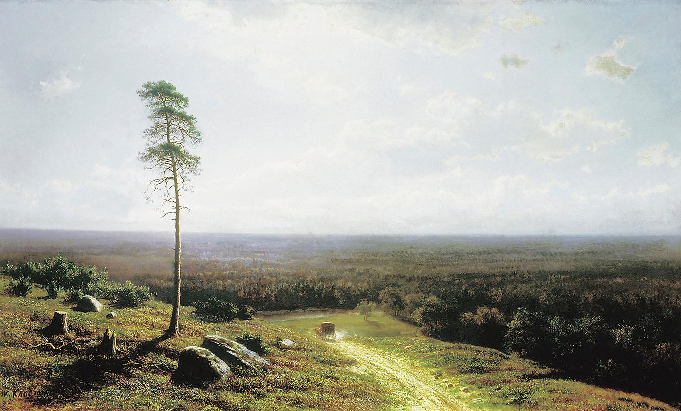 En droska på väg in i skogen. Målning av Mikhail Clodt von Jürgensburg (1832–1902). Foto: Public Domain