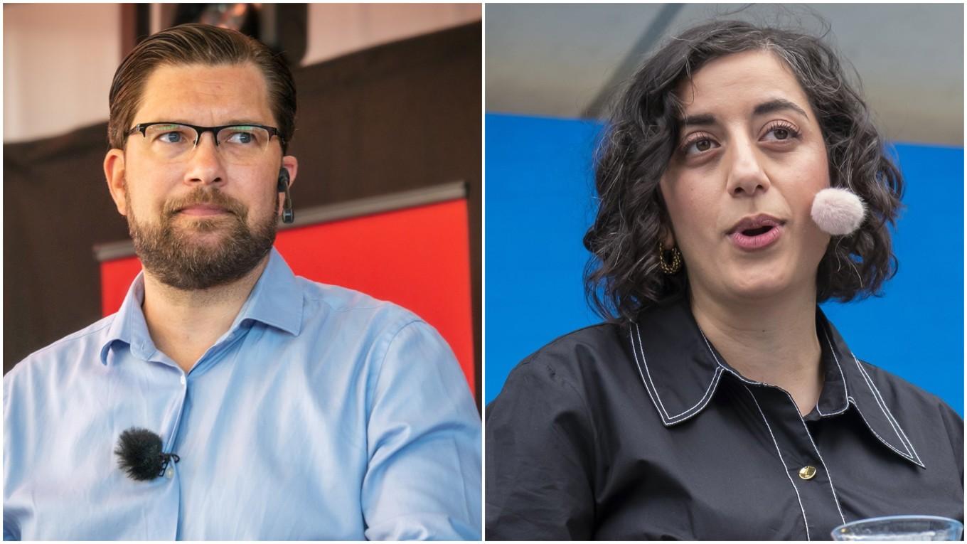 Jimmie Åkesson och Simona Mohamsson, partiledare för Sverigedemokraterna respektive Liberalerna. Foto: Bilbo Lantto