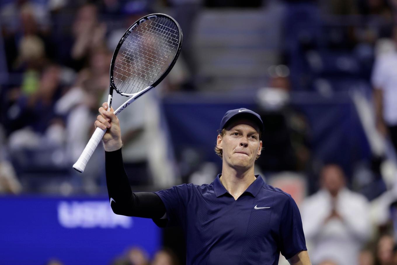 Jannik Sinner vann åttondelsfinalen i US Open i tre raka set. Foto: Adam Hunger/AP/TT