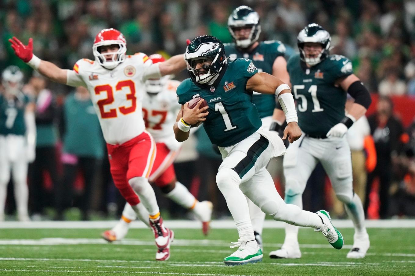 Philadelphia Eagles under Super Bowl-finalen. Arkivbild. Foto: Brynn Anderson//AP//TT