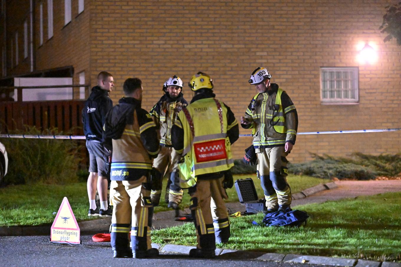 En explosion inträffade i Nödinge i Ale kommun, sent på lördagskvällen. Foto: Björn Larsson Rosvall/TT