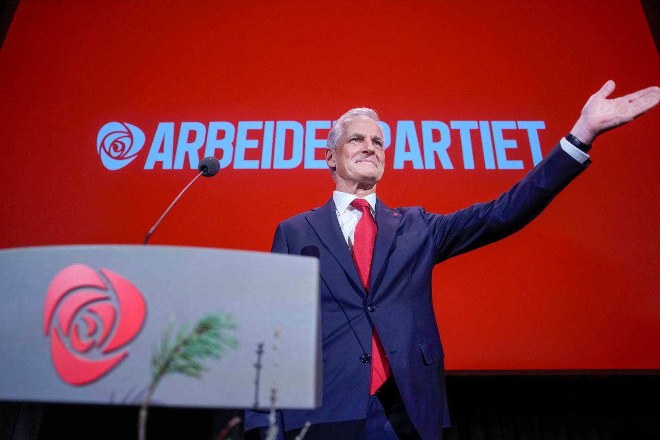 Arbeiderpartiets ledare Jonas Gahr Støre under Arbeiderpartiets valvaka. Foto: Javad Parsa/NTB/TT