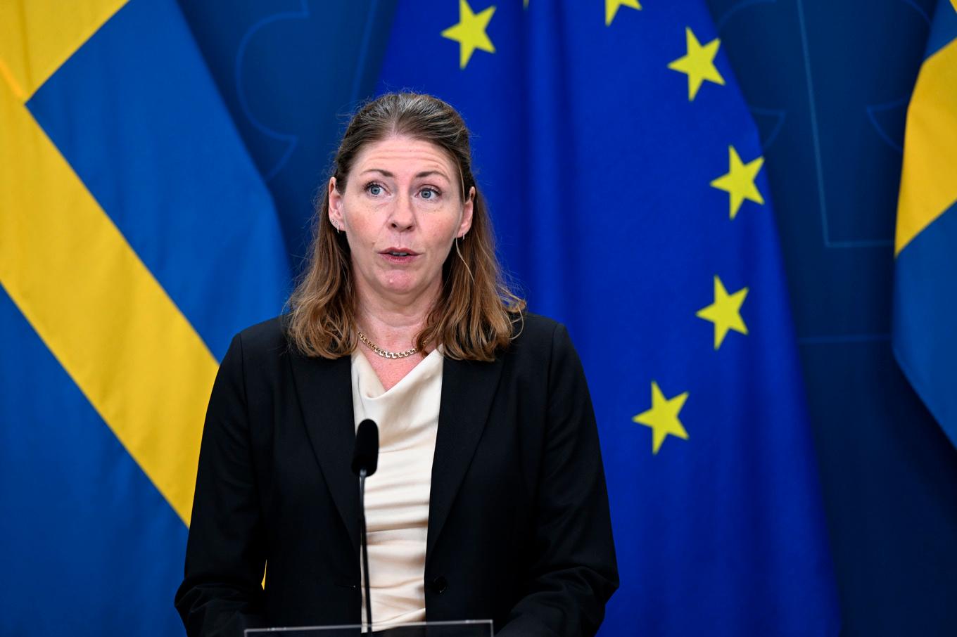 Elisabet Lann (KD) i samband med att hon presenterades som ny sjukvårdsminister på tisdagen. Foto: Fredrik Sandberg/TT