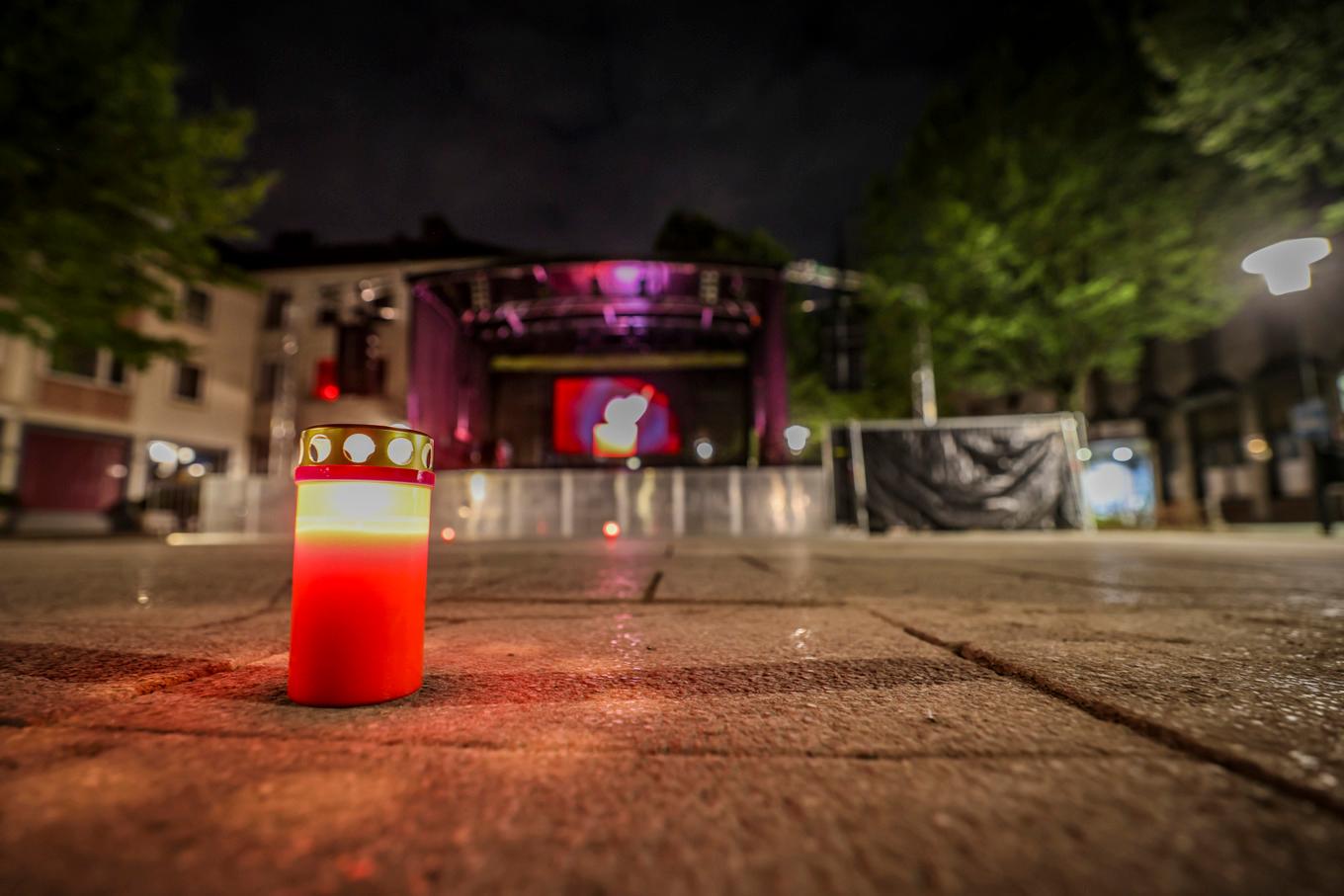 Ljus på attentatsplatsen i Solingen i augusti 2024. Foto: Christoph Reichwein/AP/TT