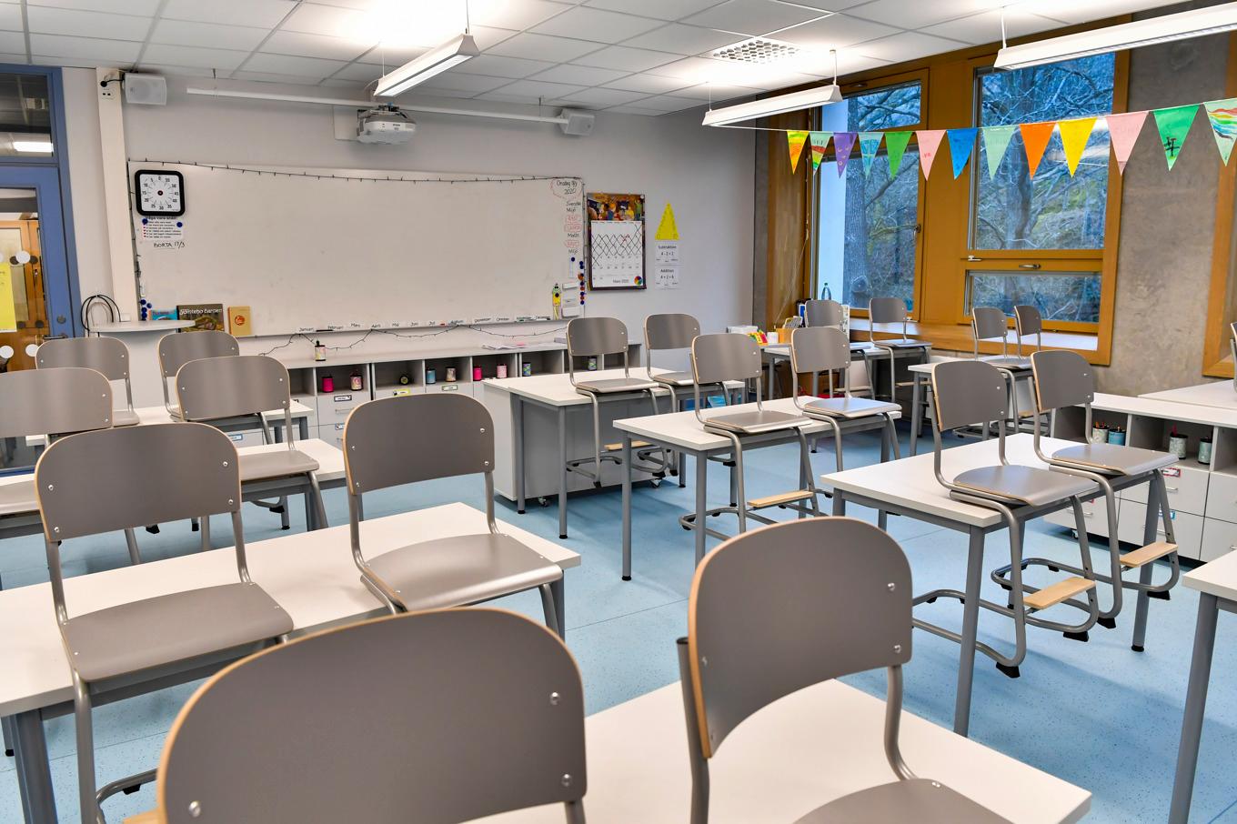 Cirka 100 elever på Torparskolan i Växjö är hemma efter ett misstänkt utbrott av magsjuka. Arkivbild. Foto: Jonas Ekströmer/TT