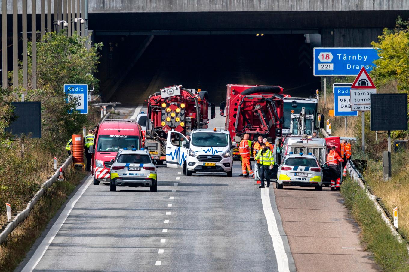 Vägarbete vid Tårnby tunnel. Foto: Steven Knap/Ritzau Scanpix