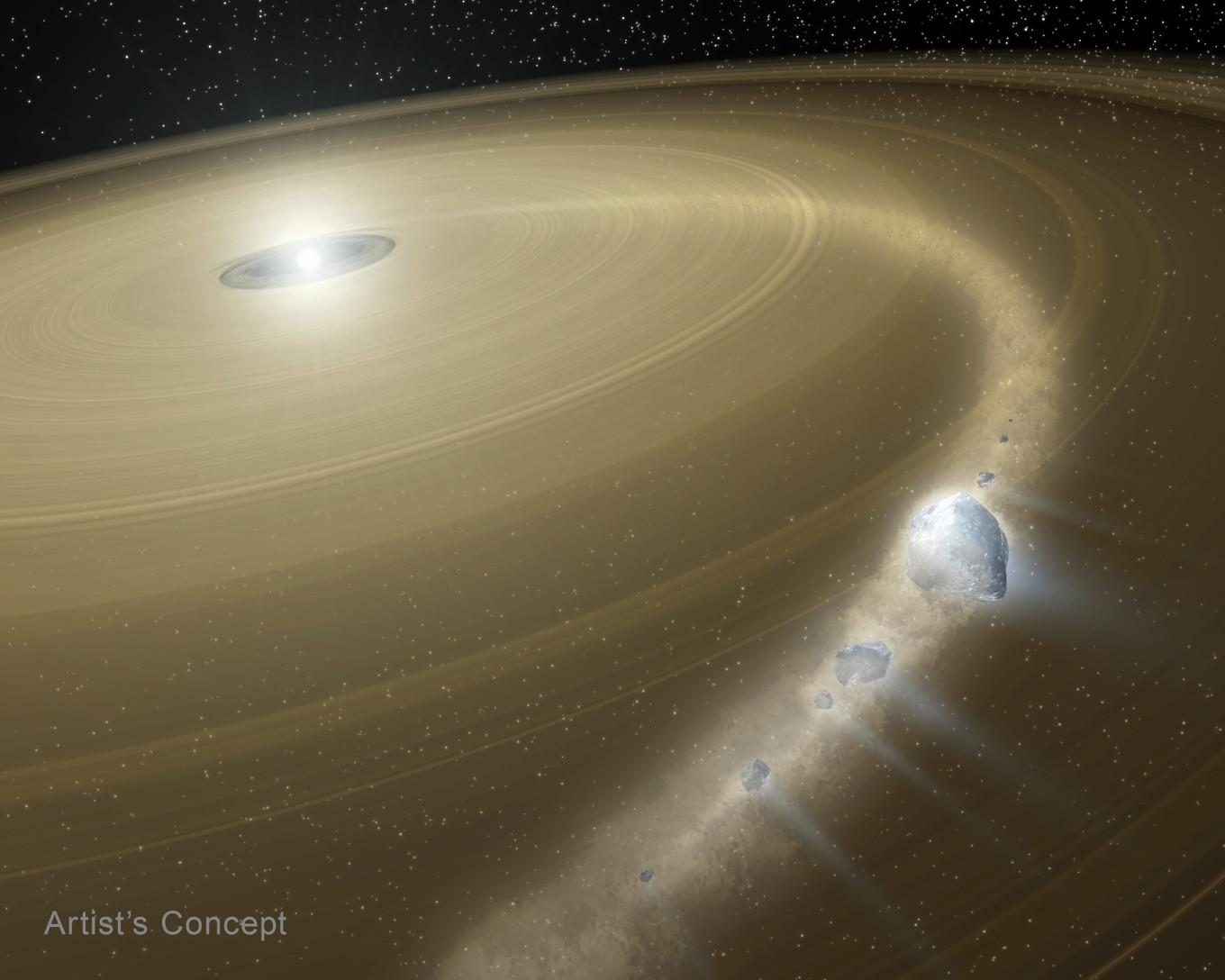 En konstnärlig tolkning av hur den vita dvärgen slukar planeten. Bild från European Space Agency. Foto: ESA