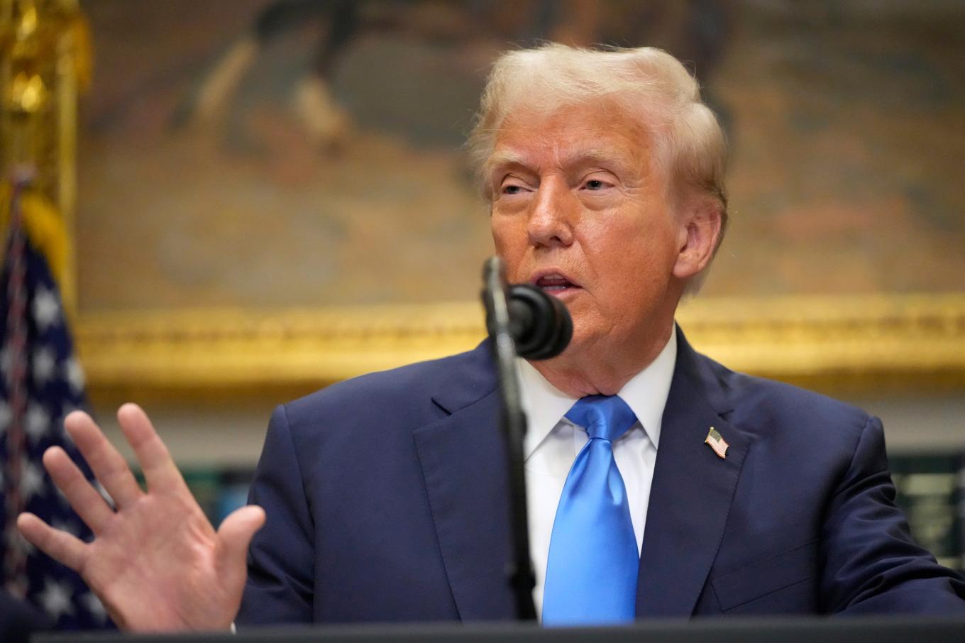 USA:s president Donald Trump under ett tal på måndagen. Foto: Mark Schiefelbein/AP/TT