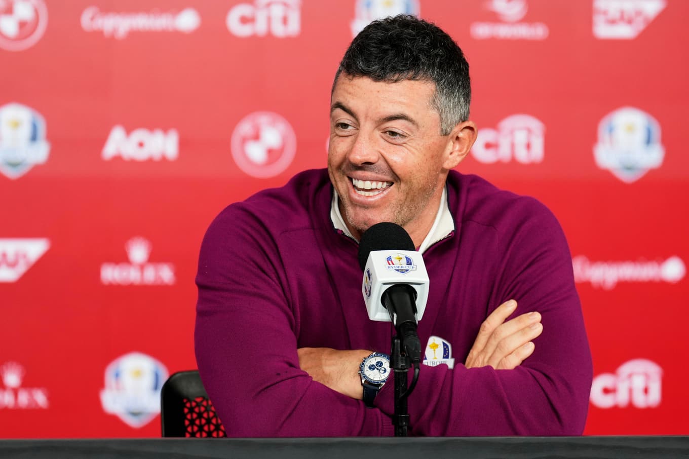 Rory McIlroy på torsdagens presskonferens. Foto: Seth Wenig/AP/TT