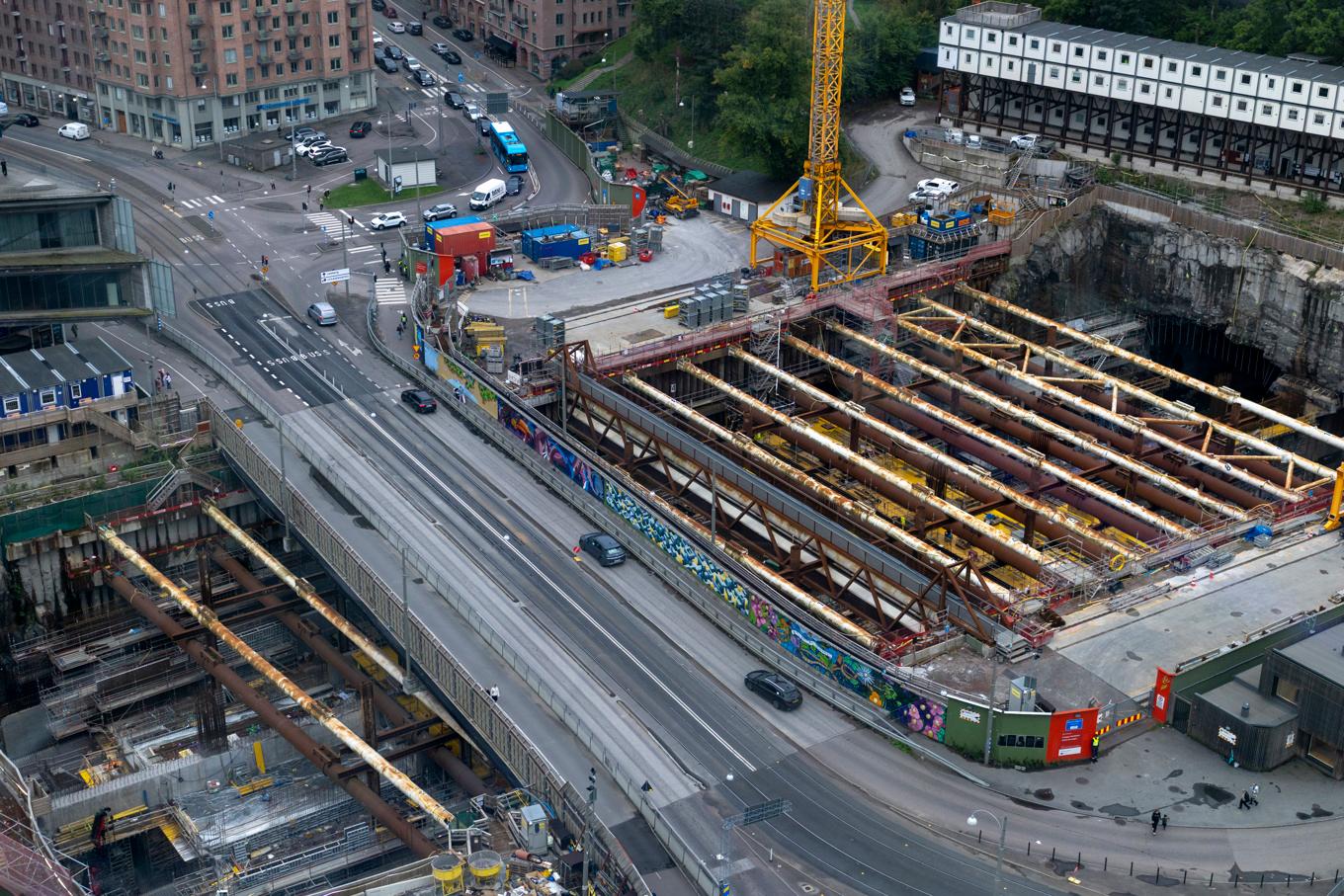 Bygget av Västlänken i Göteborg pågår bland annat vid Korsvägen. Arkivbild. Foto: Björn Larsson Rosvall/TT