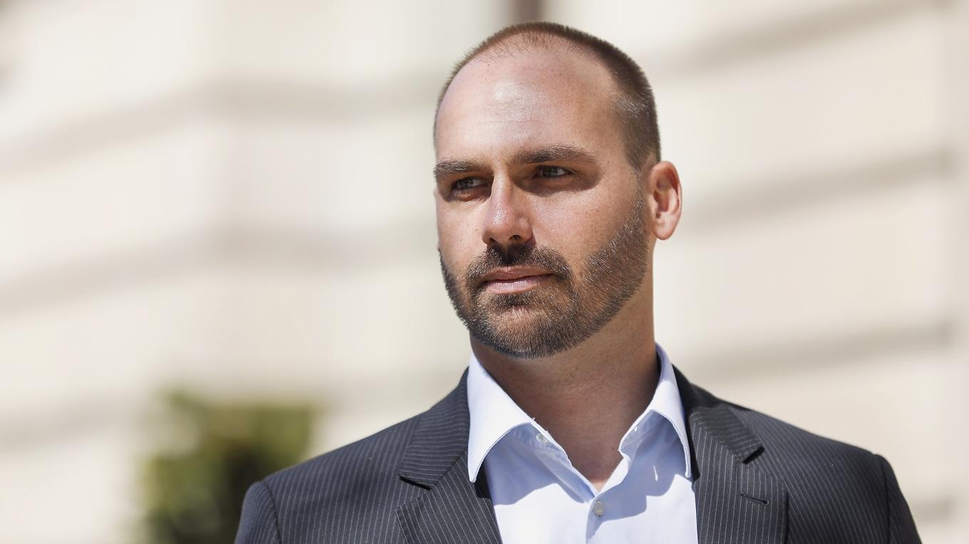 Eduardo Bolsonaro, brasiliansk kongressledamot och son till förre presidenten Jair Bolsonaro, bor numera i USA. Foto: Charlotte Cuthbertson