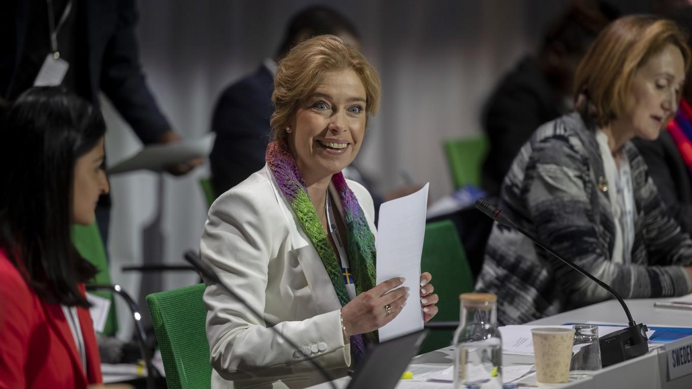 Annika Strandhäll deltar i en klimatmässa vid Stockholmsmässan den 2 juni 2022. Foto: Jonas Gratzer/Getty Images