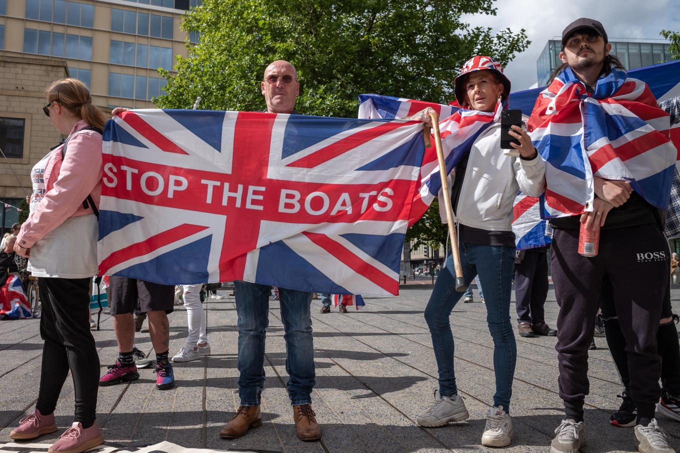 Demonstrationer mot invandringspolitiken i Newcastle, England. Foto: Ian Forsyth/Getty Images