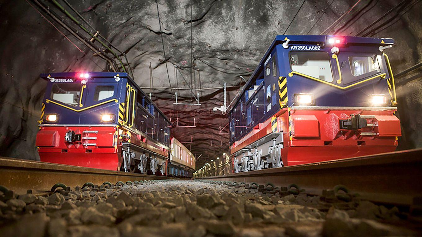 Transporterna är enorma, varje malmtåg är 750 meter långt. Foto: Pressbild/Alm & Me AB/LKAB