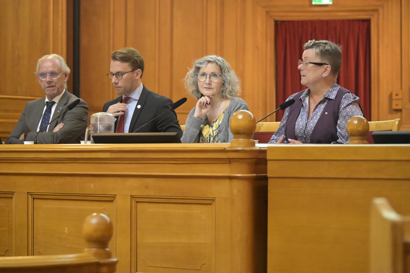 Torsten Elofsson (KD), rättspolitisk talesperson, Dennis Diokarev (SD), 
Ilona Szatmári Waldau (V),
Ingela Nylund Watz (S). Foto: Roger Sahlström