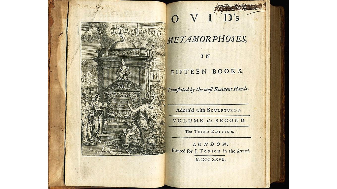 Metamorfoser – en klassiker bland klassiker. Här i en engelsk utgåva från tidigt 1700-tal.   
Foto: Public Domain