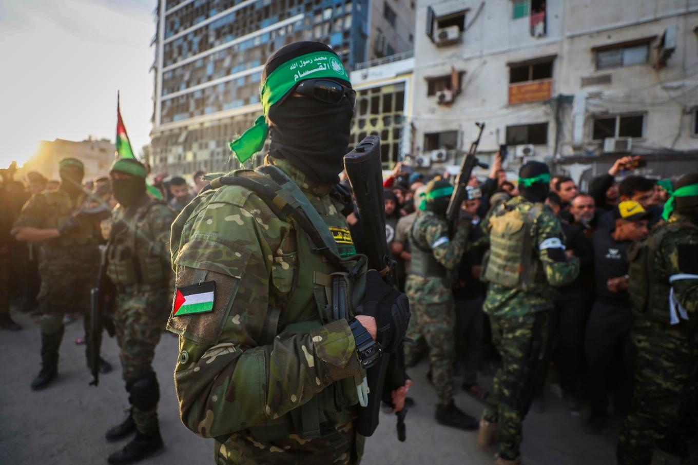 Hamasmilismän på en bild från Gaza stad under den förra vapenvilan mellan Israel och Hamas, i januari 2025. Foto: Abid Hajjar/AP/TT