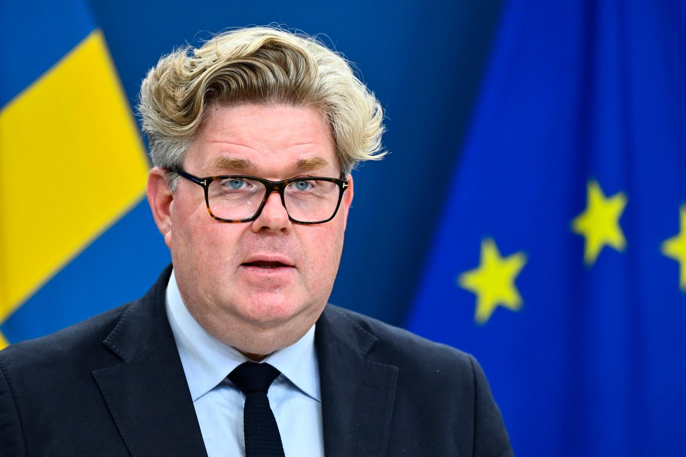 Justitieminister Gunnar Strömmer (M) under en pressbriefing i förra veckan. Arkivfoto. Foto: Anders Wiklund/TT