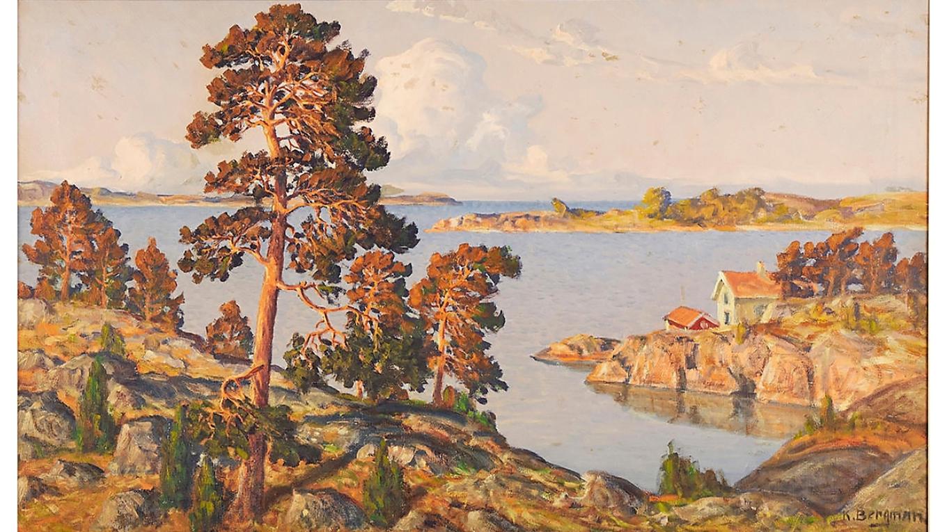 Ragnar Jändel föddes i Jämjö socken. ”Blekinge skärgård”, målning av Karl Bergman (1891–1965). Foto: Public Domain