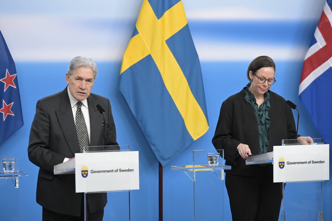 Winston Peters, utrikesminister Nya Zeeland och Maria Malmer Stenergard (M), utrikesminister. Foto: Roger Sahlström.