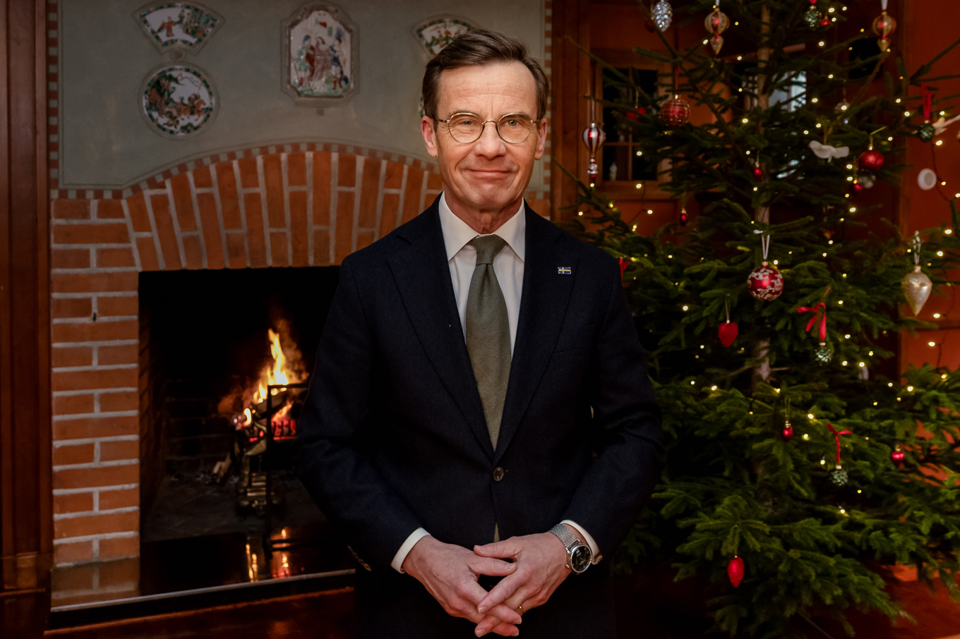 Statsminister Ulf Kristersson håller jultal från Harpsund. Foto: Magnus Liljegren/Regeringskansliet
