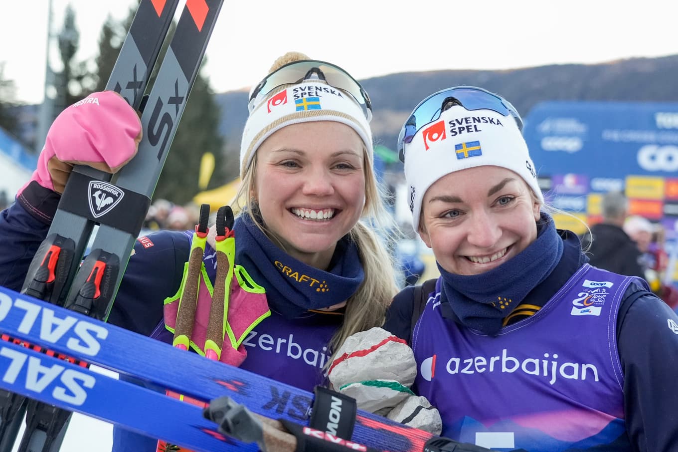 Emma Ribom och Moa Ilar var på pallen på Tour de Skis tredje etapp. Foto: Terje Pedersen/NTB/TT