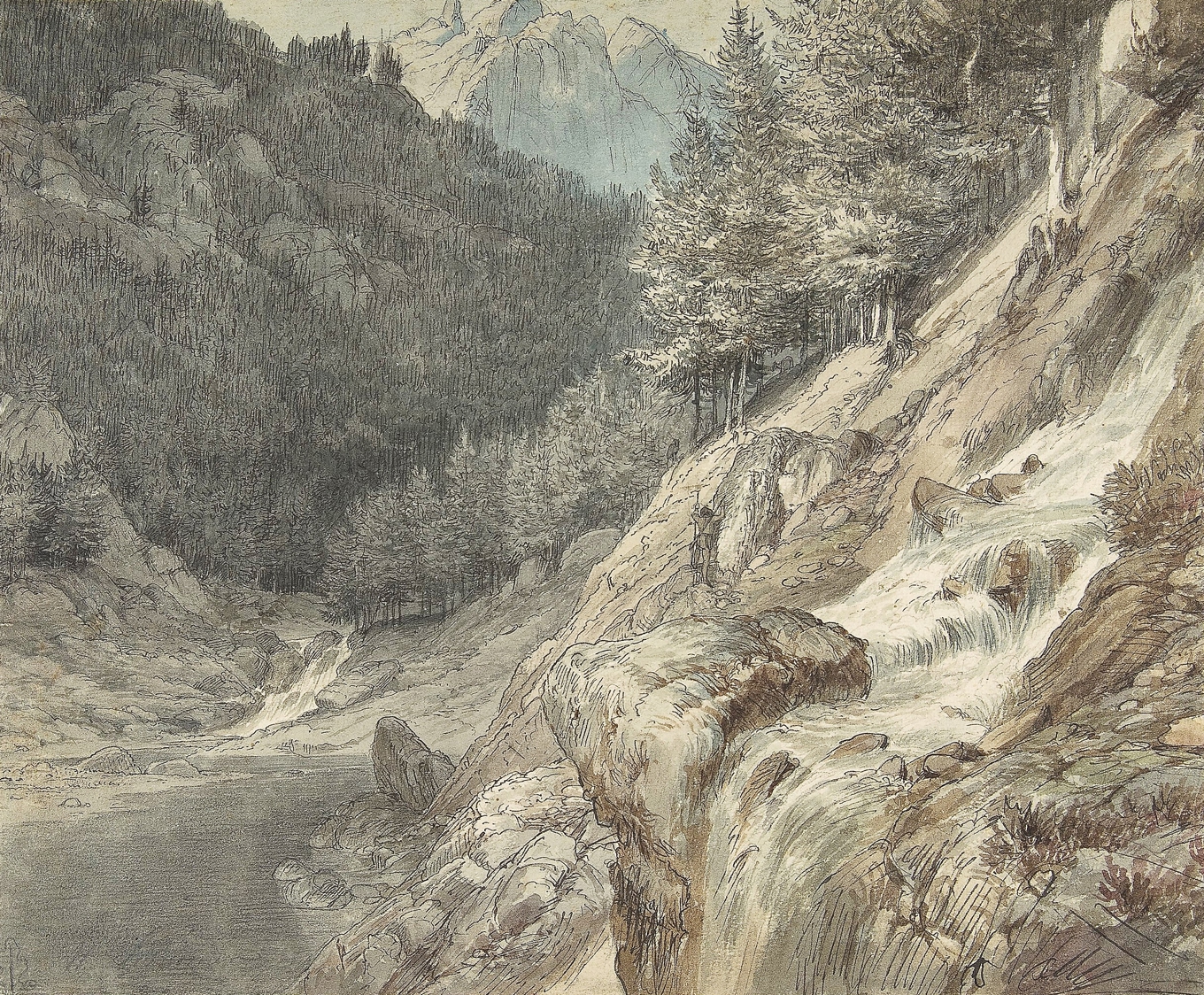 Poesi och estetik, harmoni och skönhet, lever under livsvillkor som inte alltid är gynnsamma. Teckning av Johann Wilhelm Schirmer (1807–1863). Foto: Wikimedia Commons