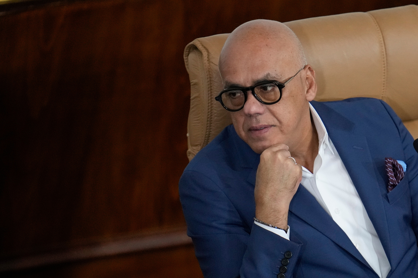 Jorge Rodríguez, talman i Venezuelas parlament samt bror till interimspresidenten Delcy Rodríguez. Bild från december. Foto: Matias Delacroix/AP/TT