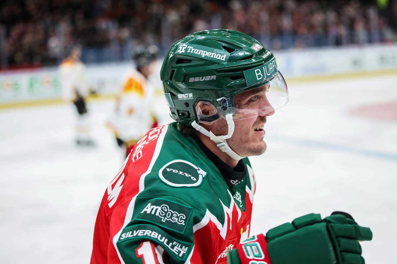 Frölundas Max Lindholm gjorde två av målen när serieledaren krossade Djurgården. Arkivbild. Foto: Björn Larsson Rosvall/TT