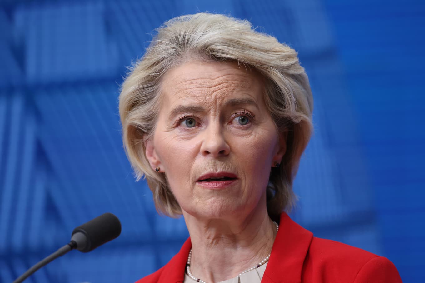 EU-kommissionens ordförande Ursula von der Leyen efter EU-ländernas toppmöte i torsdags. Foto: Omar Havana/AP/TT