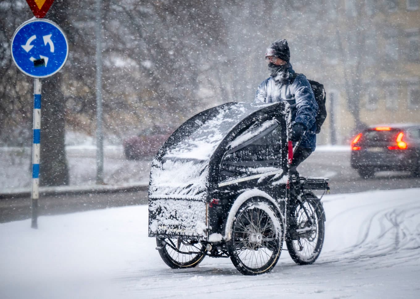 Kraftigt snöfall väntas i Skåne. Här en bild från Malmö tidigare i vintras. Foto: Johan Nilsson / TT