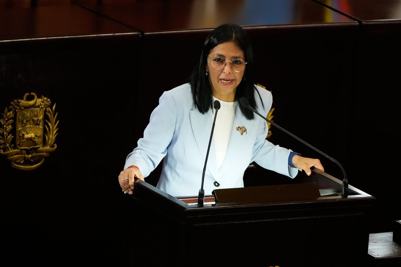 Venezuelas interimspresident Delcy Rodríguez. Foto: Ariana Cubillos/AP/TT