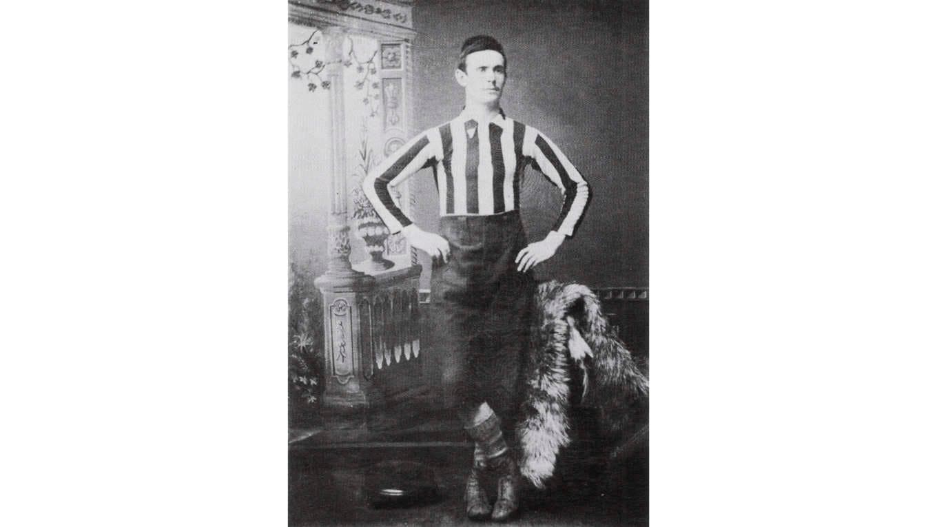 Nick Ross, profil i 1880-talets Preston men också död i unga år. Foto: Foto ur The History of Preston North End Football Club (2000)