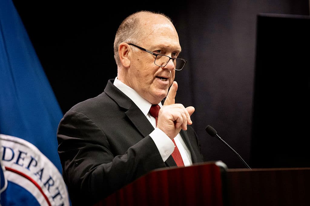 Vita husets gränschef Tom Homan under presskonferensen i Minneapolis på onsdagen. Foto: John Moore/Getty Images