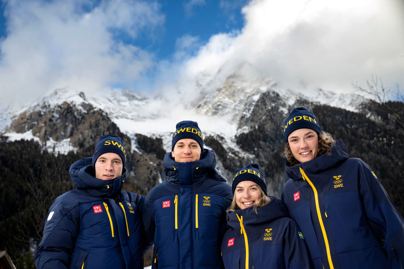 Svenska mixedstafettlaget i skidskytte: Sebastian Samuelsson, Martin Ponsiluoma, Anna Magnusson och Hanna Öberg. Foto: Pontus Lundahl/TT