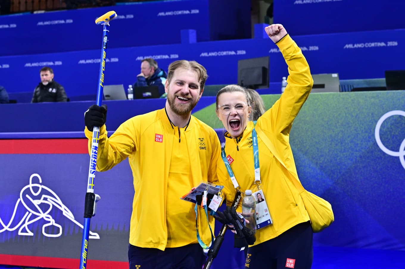 Sveriges Rasmus Wranå och Isabella Wranå spelar om OS-guldet mot USA. Foto: Jonas Ekströmer/TT