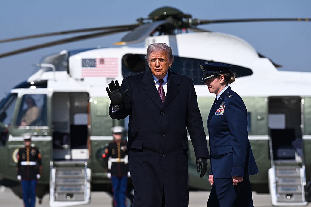 USA:s president Donald Trump på Joint Base Andrews, Maryland under fredagen. Foto:  Roberto Schmidt/Getty Images