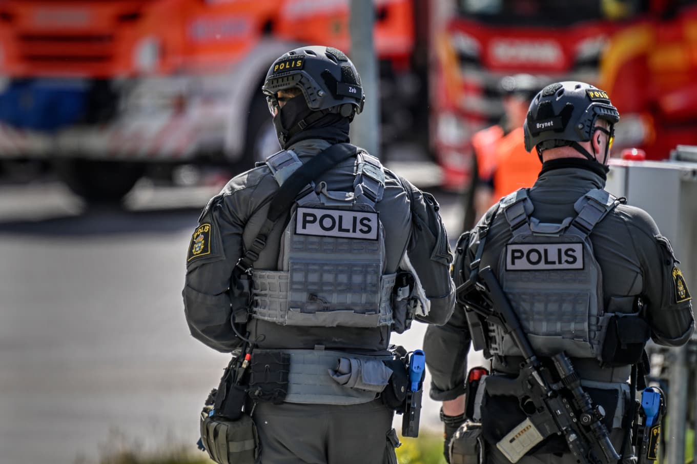 Arkivbild på poliser från nationella insatsstyrkan. Foto: Anders Wiklund/TT