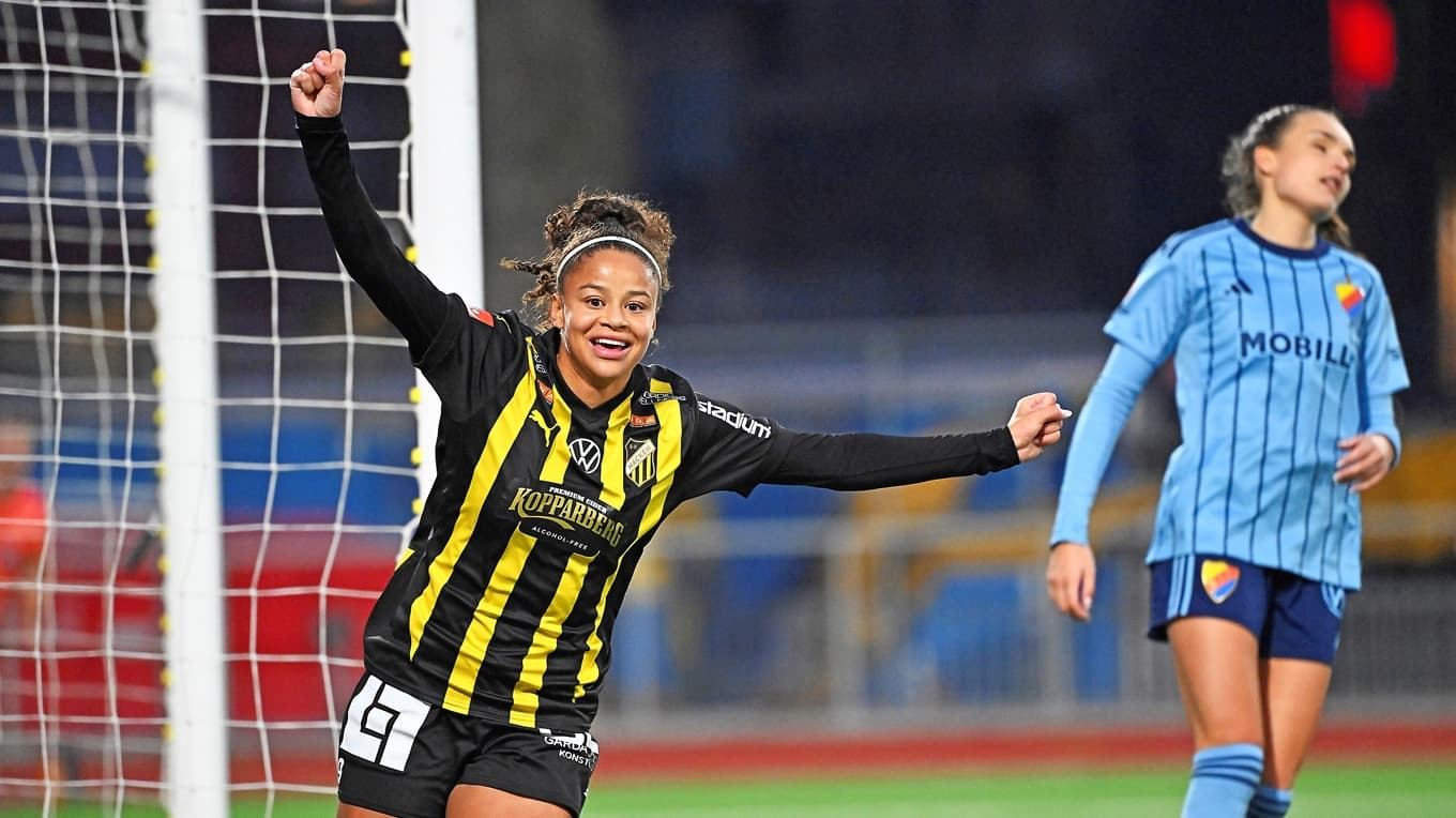 Felicia Schröder, som här firar ett mål mot Djurgården, blir åter en viktig spelare för BK Häcken FF i jakten på klubbens andra guld. Andra viktiga spelare blir Anna Anvegård och Monica Jusu Bah. Foto: Jonas Ekströmer/TT Nyhetsbyrån