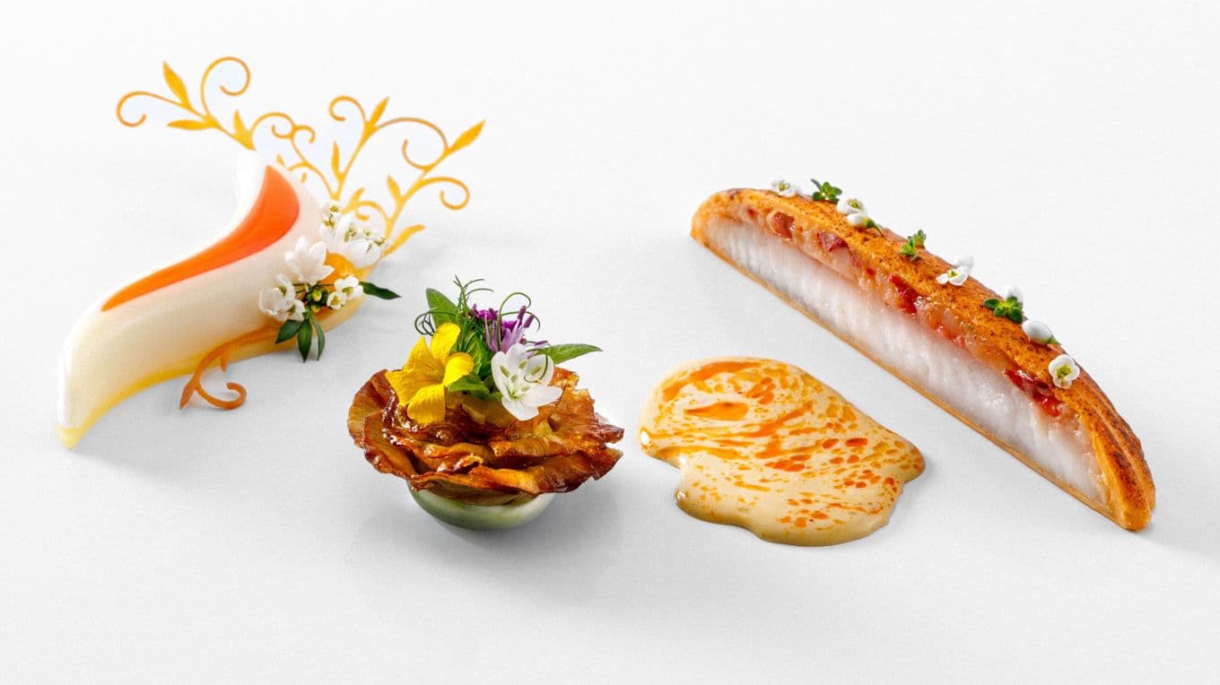 Komponenterna på det vin­nande fatet, med exempelvis ugnsbakad rödknot. Foto: Gustaf Björlin