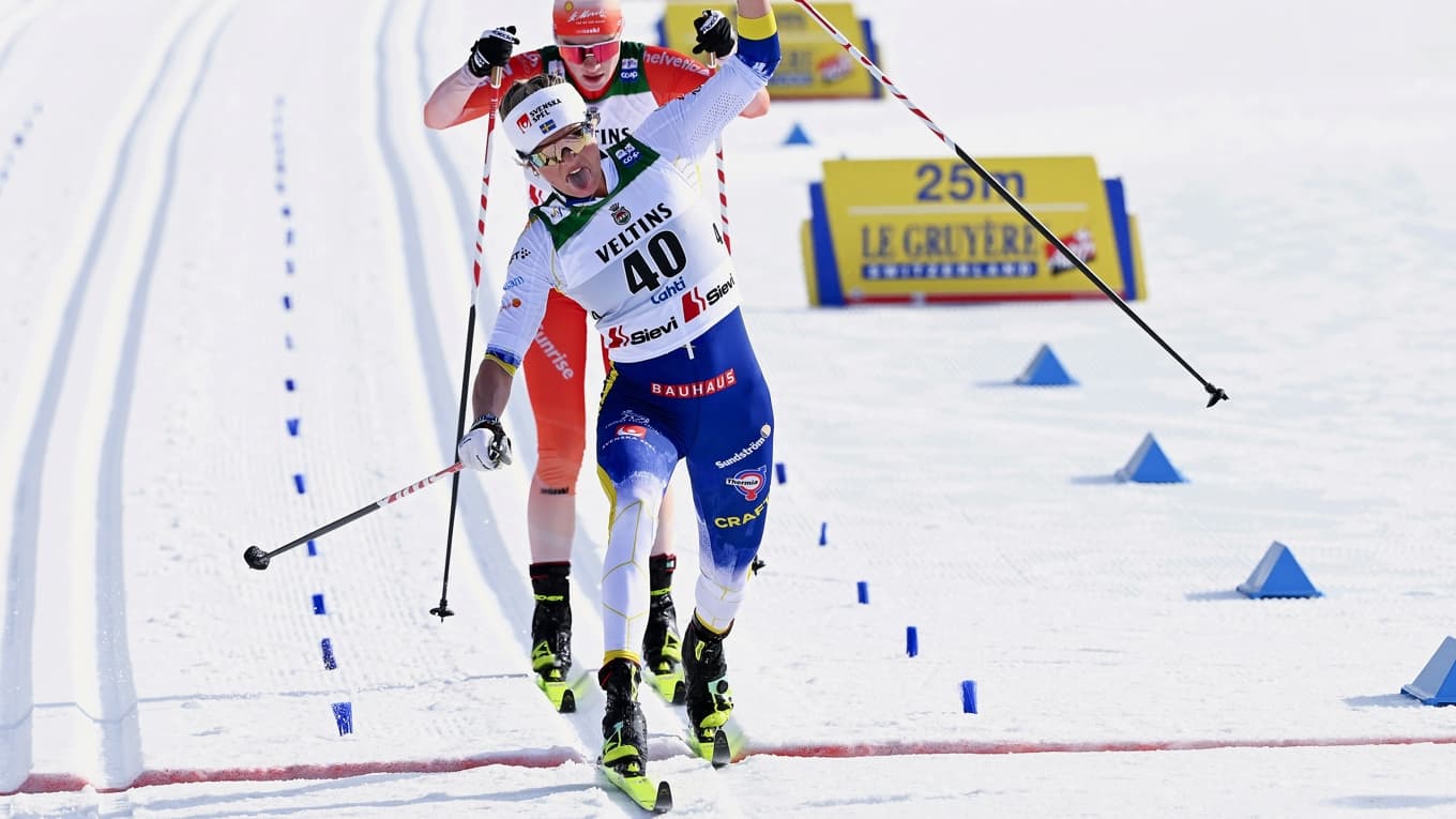 Världscupen i längdskidor avslutas i amerikanska Lake Placid. Nu får vi se om Frida Karlsson har behållit sin fina OS-form. Foto: Emmi Korhonen/AFP via Getty Images