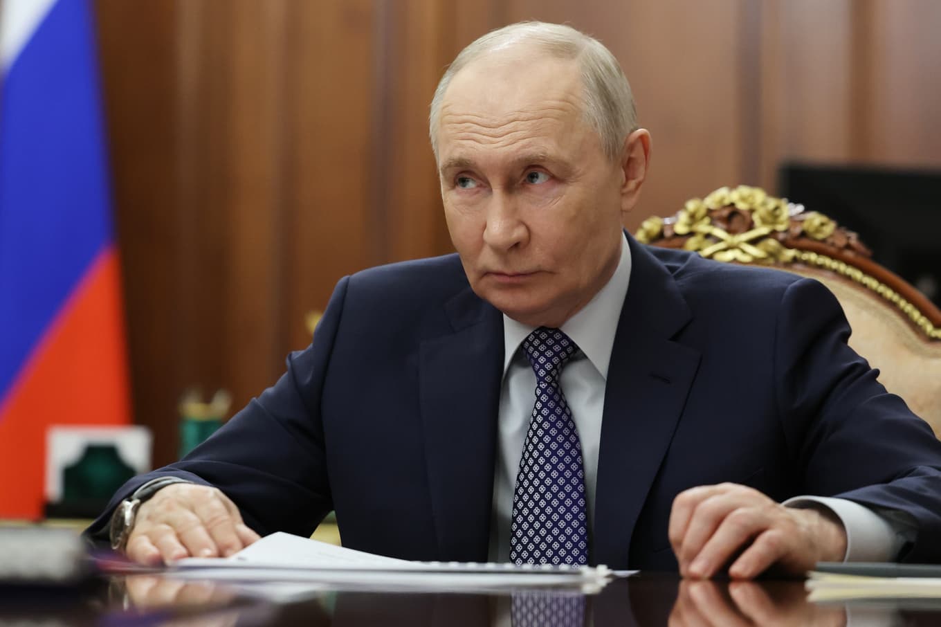 Vladmir Putin. Bilden är tagen 9 april. Foto: Alexander Kazakov/AP/TT