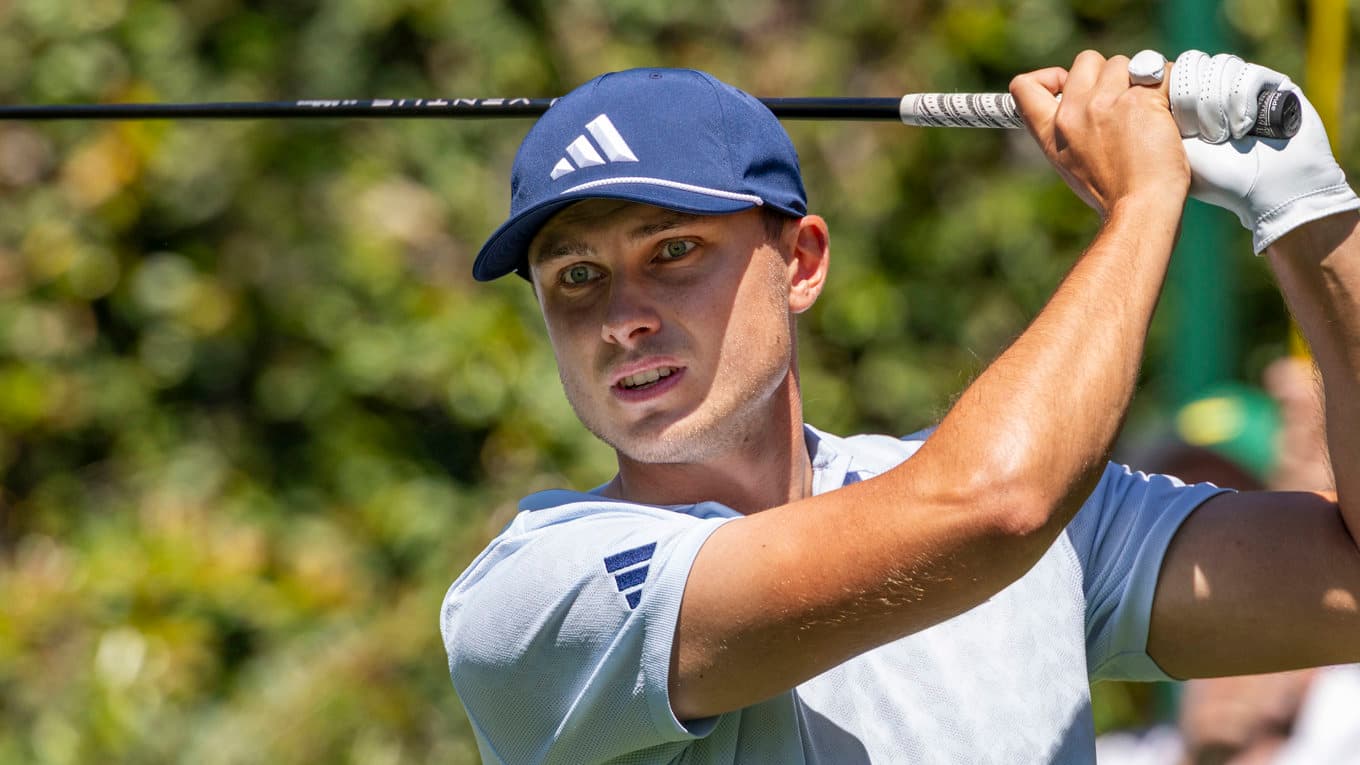 Ludvig Åberg fick en drömstart men tappade sedan på den första rundan av US Masters. Foto: Christer Höglund/TT