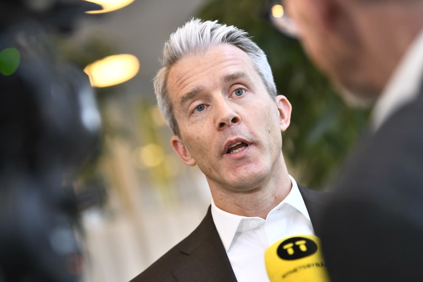 Ericssons vice vd Per Narvinger kommenterar telekombolagets senaste delårsrapport. Foto: Lars Schröder/TT