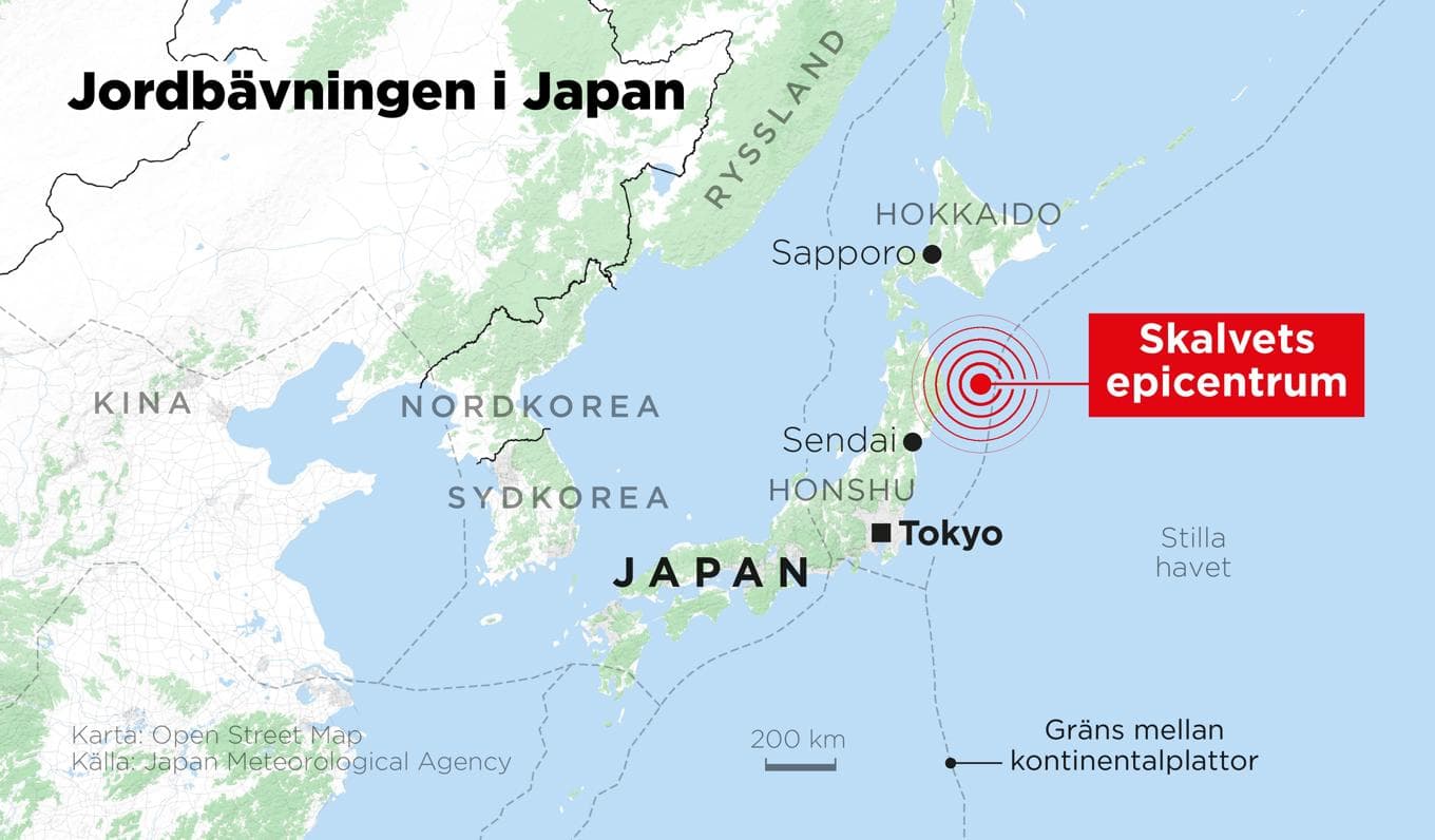 En kraftig jordbävning har drabbat Japan. Foto: Anders Humlebo/TT