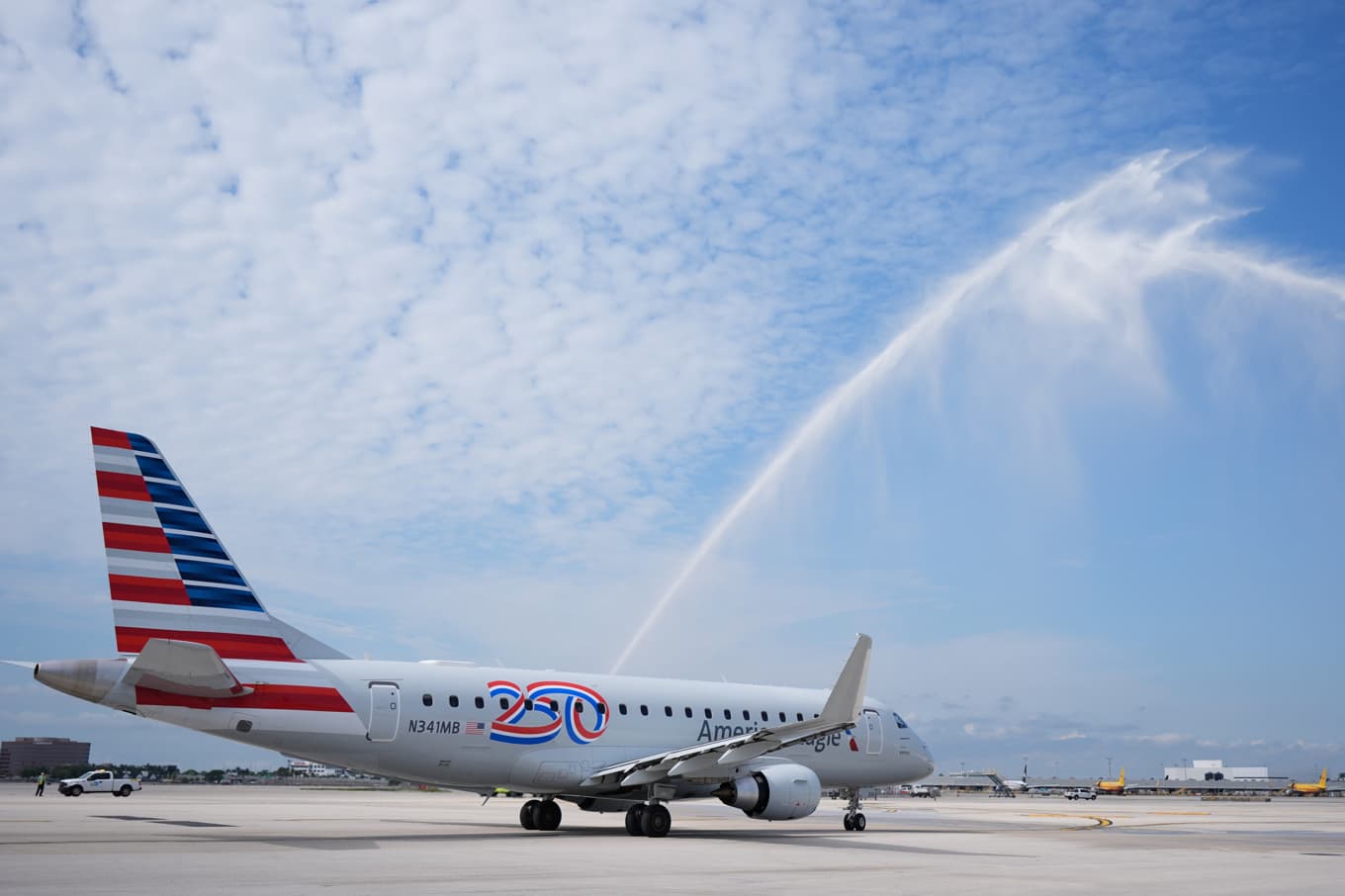 American Airlines flygplan innan det lyfte från Miami med Caracas som destination. Foto: Rebecca Blackwell/AP/TT