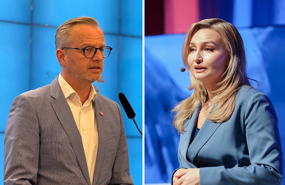 Mikael Damberg (S) är skarp i sin kritik av näringsminister Ebba Busch (KD). Foton: Staffan Erfors/Epoch Times & Adam Ihse/TT