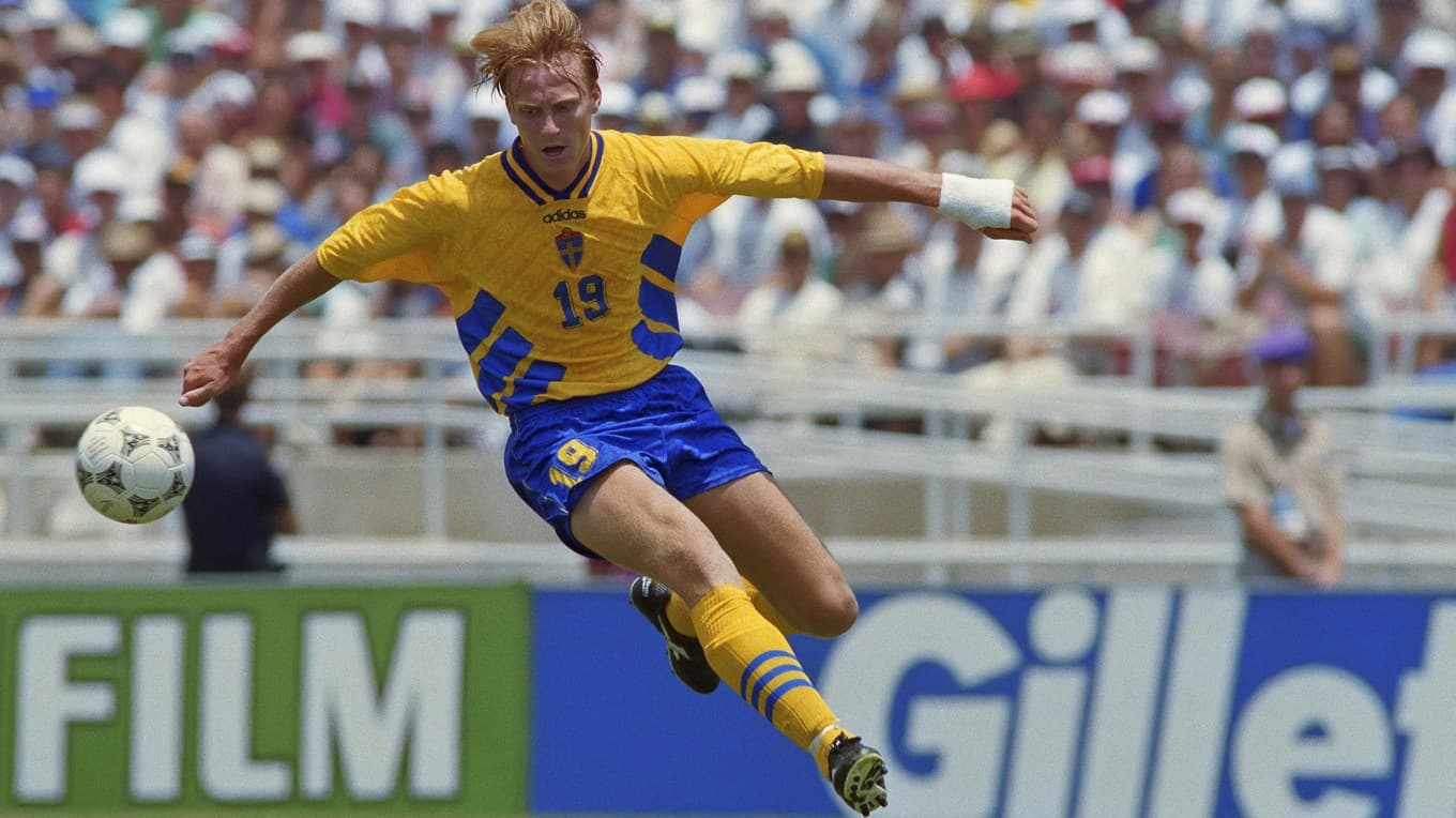 Kennet Andersson var inte ordinarie i landslaget och fick inte starta i VM-premiären, men han var så bra på träning att Tommy Svensson bestämde sig för att starta honom. Foto: Daniel Garcia/AFP via Getty Images