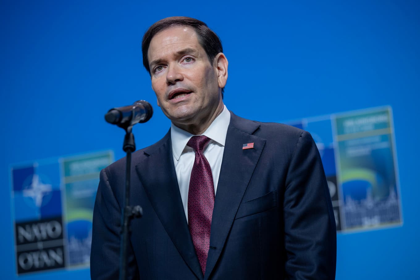 USA:s utrikesminister Marco Rubio deltog på Natos utrikesministermöte i Helsingborg på fredagen. Foto: Johan Nilsson/TT